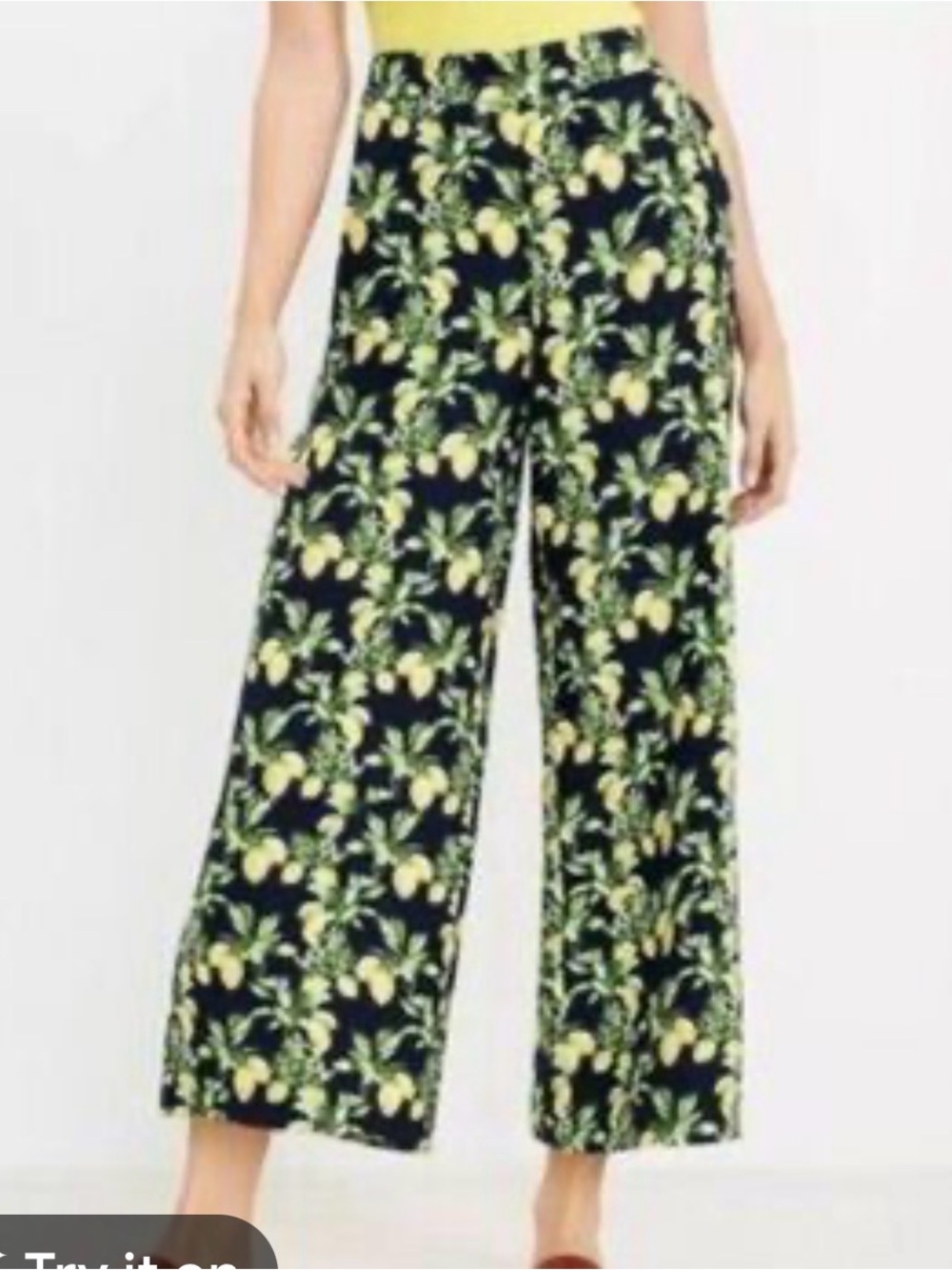 LOFT by ANN TAYLOR‎ Lemon Tree Verbena LINEN & VISCOSE Pants Sz S Wide Leg Comfy